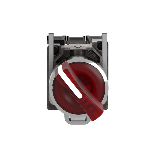 Mayer-DDS-Illuminated selector switch, Harmony XB4, metal, red handle, 22mm, universal LED, 2 positions, 1NO + 1NC, 110...120V AC-2