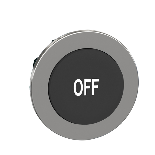 Mayer-DDS-Head for illuminated push button, Harmony XB4, metal, black flush, 30mm, spring return, white marked OFF-1