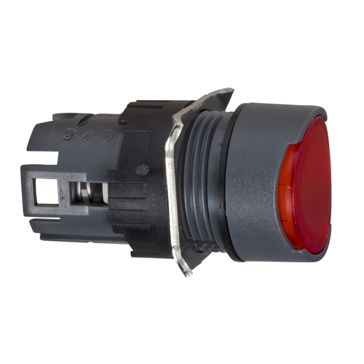 Mayer-DDS-Head for illuminated push button, Harmony XB6, red flush pushbutton Ø 16 latching integral LED-1