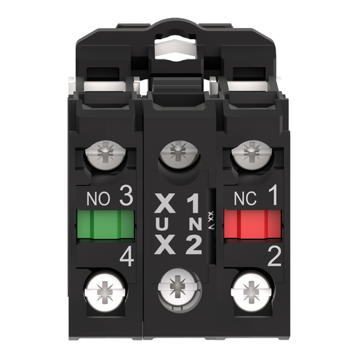 Mayer-DDS-Complete body contact assembly and light block, Harmony XB5, plastic, universal LED, body fixing collar, 1NO + 1NC, 24V AC DC-2