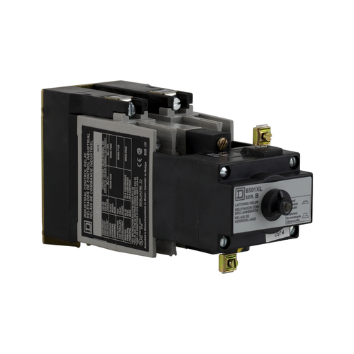 Square D 8501XO20XLV02 110/120 VAC 10/5 Amp 2-Pole 2NO Panel Mount AC Operated/Mechanically Latched Latching Relay Product image for Square D 8501XO20XLV02 110/120 VAC 10/5 Amp 2-Pole 2NO Panel Mount AC Operated/Mechanically Latched Latching Relay