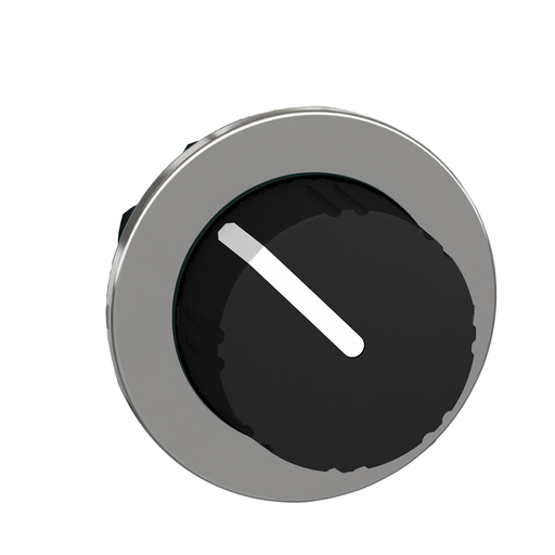 Mayer-DDS-Head for selector switch, Harmony XB4, chromium, black knurled knob, flush, 30mm, 2 positions, stay put-1