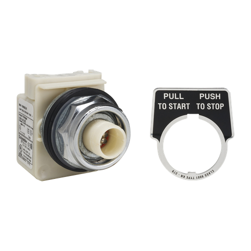 Product image for Square D 9001KR9P38LR 30 mm Metal Bezel 2-Position Mushroom Illuminated Push Button Operator