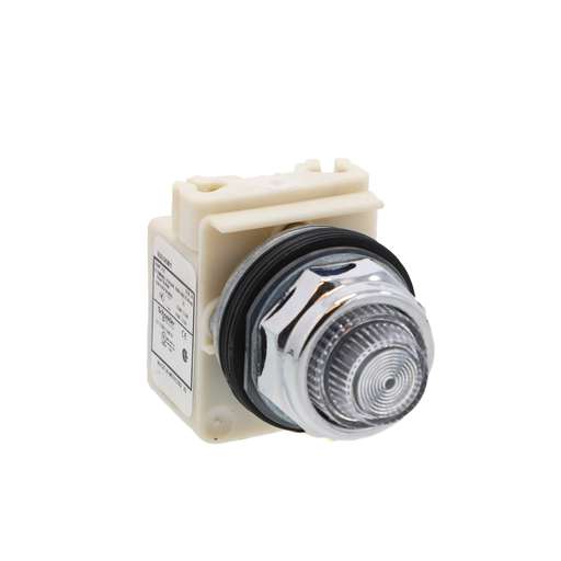 Product image for Square D 9001KP1C31 30 mm 120 VAC Clear Lens Metal Bezel Standard Round Pilot Light