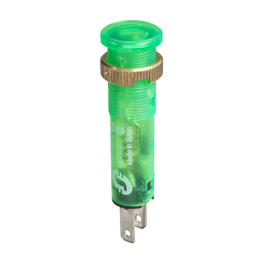 Mayer-DDS-LED pilot light with integral lens cap, Harmony XVL, green, 8mm, IP40/IP65, covered LED, faston connectors, 12V, faston-1