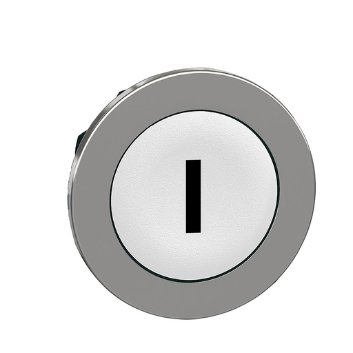 Mayer-DDS-Head for non illuminated push button, Harmony XB4, flush mounted white flush caps pushbutton black marked "I"-1