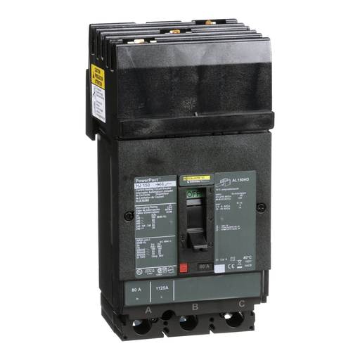 Product image for Square D HJA36080 3-Pole 80 Amp 600 Volt Thermal Magnetic Molded Case Circuit Breaker