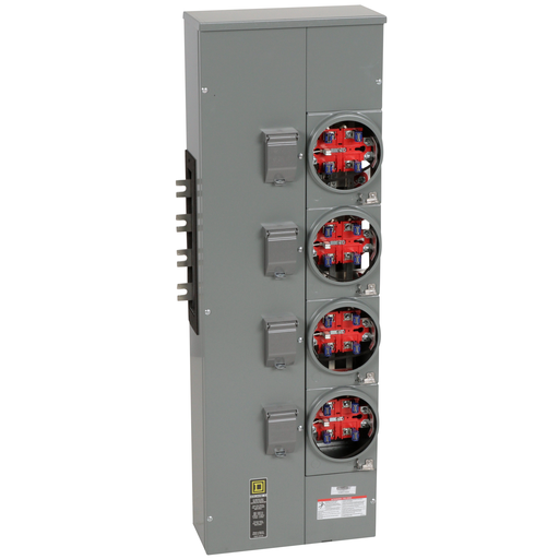 EZMR314225 - Branch unit, EZ Meter-Pak, 225A, 4 x 5 jaw sockets, 208Y/120VAC, no bypass, ringless, 800A Al busbar