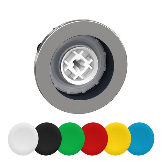 Mayer-DDS-Head for illuminated push button, Harmony XB4, metal, set of 6 colours, flush caps, 30mm, spring return, unmarked-1