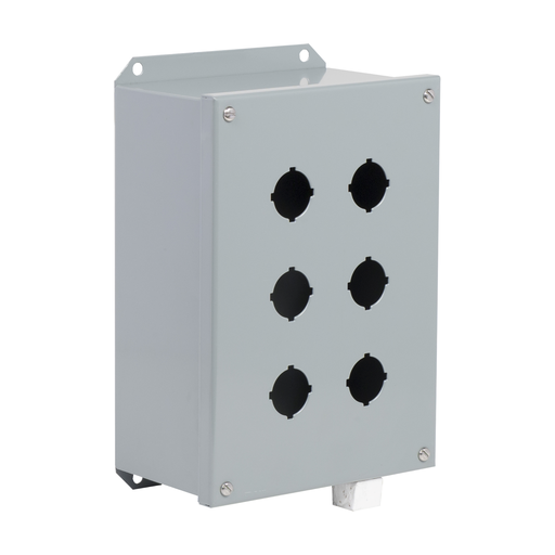 Product image for Square D 9001KYAF6 7.43 x 11.37 x 4.34 Inch NEMA 1/3/13 6-Hole Push Button Control Station Enclosure
