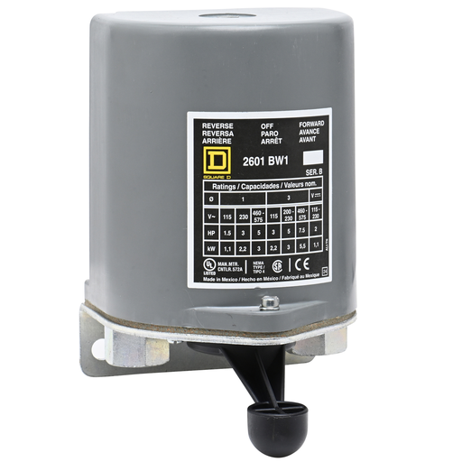 Square D 2601BW1 600 VAC 7.5 Hp NEMA 4 Reversing Drum Switch Product image for Square D 2601BW1 600 VAC 7.5 Hp NEMA 4 Reversing Drum Switch