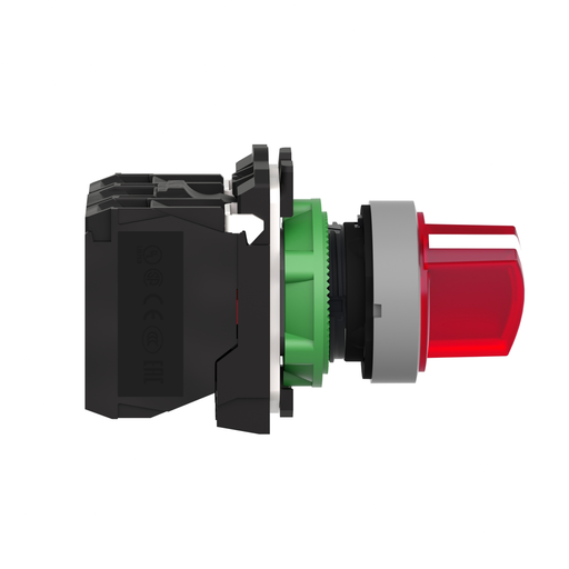 Mayer-DDS-Illuminated selector switch, Harmony XB5, universal LED, grey bezel, red handle, 22mm, 2 positions, stay put, 1NO + 1NC, 24V AC DC-2