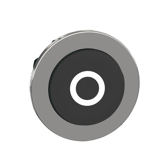 Mayer-DDS-Head for illuminated push button, Harmony XB4, metal, black flush, 30mm, spring return, white marked O-1