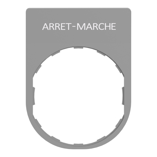 Mayer-DDS-Legend plate, Harmony XB5, 30 x 40mm, grey bezel, white marked ARRET-MARCHE-2