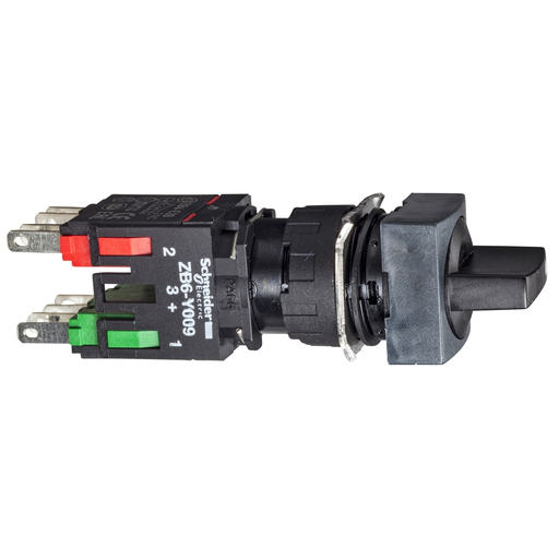 Mayer-DDS-Selector switch, Harmony XB6, black square, 16mm, 2 positions, stay put, 1NO-1