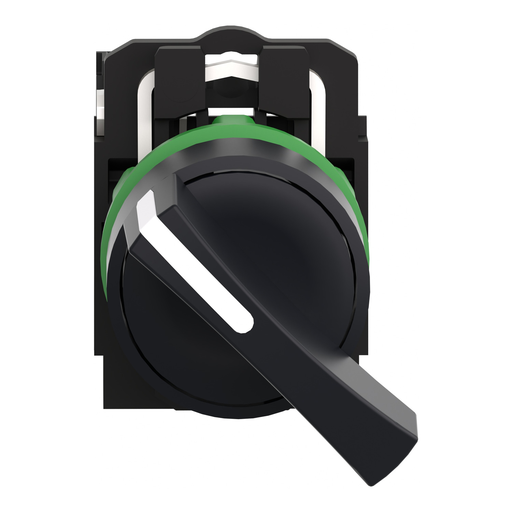 Mayer-DDS-Selector switch, Harmony XB5, plastic, black, 22mm, long handle, 2 positionsn stay put, 1NO-2