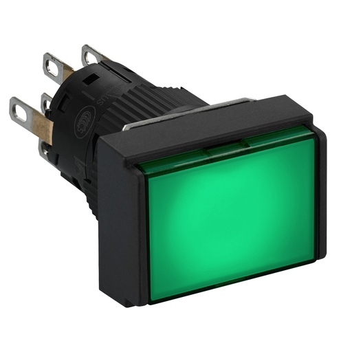 Mayer-DDS-Illuminated monolithic push button, Harmony XB6E, rectangle green flush, 16mm, spring return, 24V DC, 2CO-1