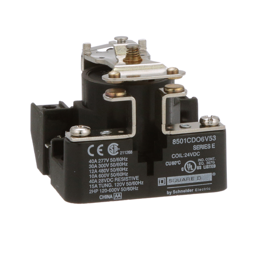 Product image for Square D 8501CDO6V53 24 VDC 30 Amp 1-Pole SPST 1NO Panel Mount DC Operated Power Relay