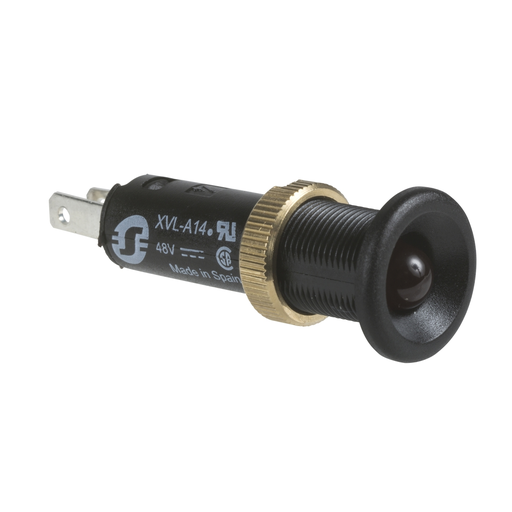 Mayer-DDS-LED pilot light with black bezel, Harmony XVL, red, 8mm, IP40, protruding LED, faston connectors, 12V-1