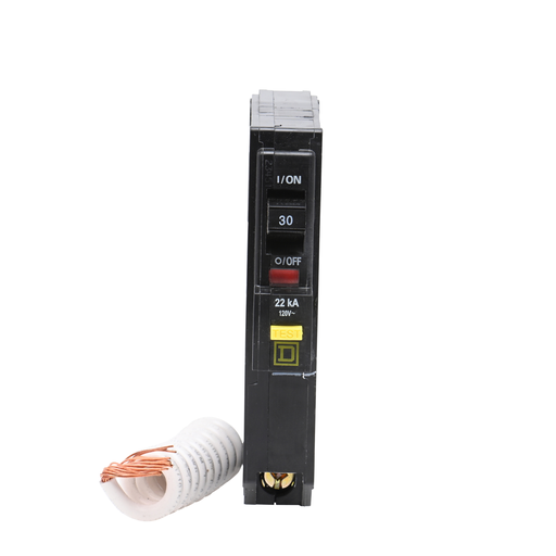 Mayer-DDS-Mini circuit breaker, QO, 30A, 1 pole, 120VAC, 22kA, plug in, 6mA grd fault A, pigtail [TAA]-2