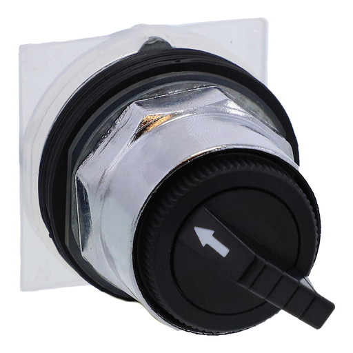 9001KS25B - Selector switch head, Harmony 9001K, metal, standard handle, black, 30mm, 2 positions, spring return left to right