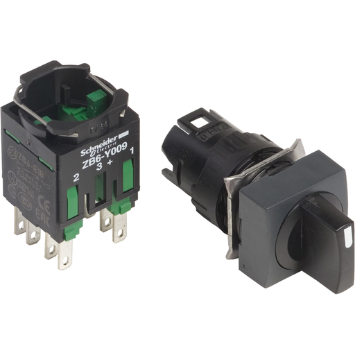 Mayer-DDS-Selector switch, Harmony XB6, black round, 16mm, 2 positions, stay put, 2NO-1