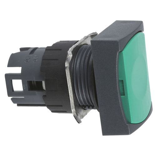Mayer-DDS-Head for non illuminated push button, Harmony XB6, green rectangular flush, 16mm, integral LED, spring return, unmarked-1