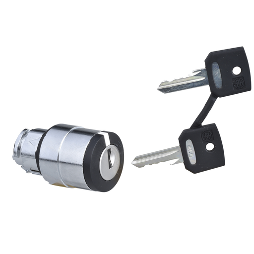 Mayer-DDS-Head for key selector switch, Harmony XB4, black key, 22mm, 3 positions, right key withdrawal, spring return, key 455-1