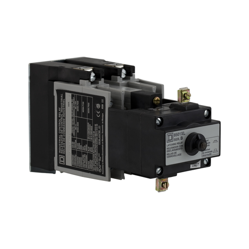 Square D 8501XO40XLV02 110/120 VAC 10/5 Amp 4-Pole 4NO Panel Mount AC Operated/Mechanically Latched Latching Relay Product image for Square D 8501XO40XLV02 110/120 VAC 10/5 Amp 4-Pole 4NO Panel Mount AC Operated/Mechanically Latched Latching Relay