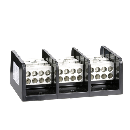 Product image for Square D 9080LBA365208 760 Amp 600 Volt 4 AWG to 500 MCM Primary Phenolic 3-Pole Standard Power Distribution Block