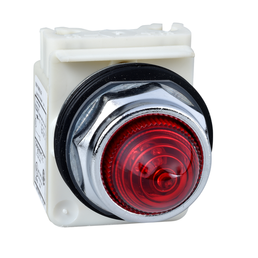 Product image for Square D 9001KP7R9 30 mm 220/240 Volt Red Lens Metal Bezel Incandescent Standard Octagonal Pilot Light