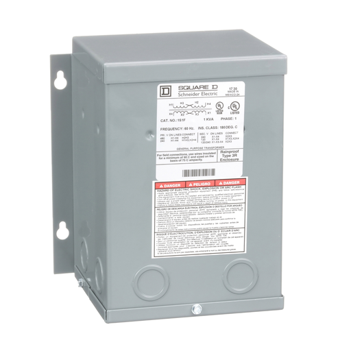 Product image for Square D 1S1F 1 kVa 240 x 480 VAC Primary 120/240 VAC Secondary Dry Type General Purpose Transformer