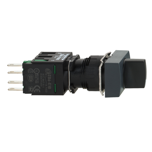 Mayer-DDS-Selector switch, Harmony XB6, black rectangular, 16mm, 2 positions, stay put, 1NO + 1NC-1