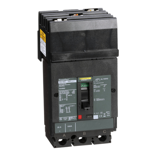 Product image for Square D HGA36020 600 Volt 20 Amp Molded Case Circuit Breaker
