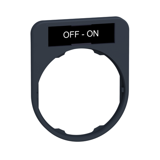 Mayer-DDS-Legend holder, Harmony XB5, 40 x 50mm, for flush mounted heads, plastic, dark grey, white marked OFF-ON-1