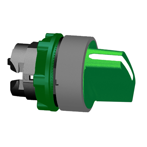 Mayer-DDS-Selector switch head, Harmony XB5, plastic, green, 22mm, 3 positions, stay put, grey bezel-1