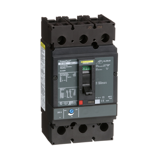 Square D JDL36200 600 Volt 200 Amp Molded Case Circuit