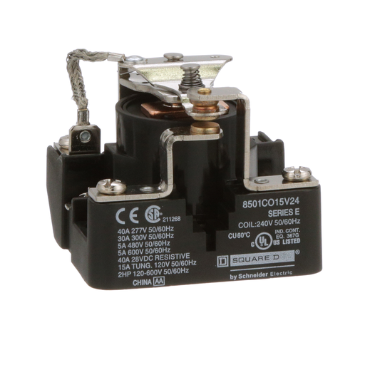 Product image for Square D 8501CO15V24 240 VAC 30 Amp 1-Pole SPDT 1NO 1NC Panel Mount AC Operated Power Relay