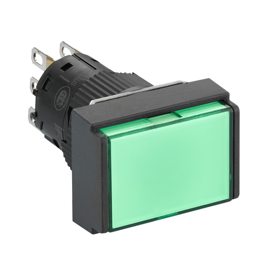 Mayer-DDS-Illuminated monolithic push button, Harmony XB6E, rectangle green flush, 16mm, spring return, 24V DC, 1CO-1