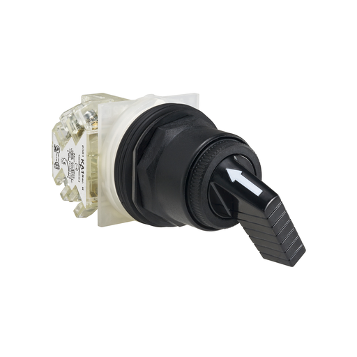 Product image for Square D 9001SKS11FBH13 30 mm 10 Amp 600 VAC/VDC 1NO 1NC 2-Position Round Knob Non-Illuminated Selector Switch