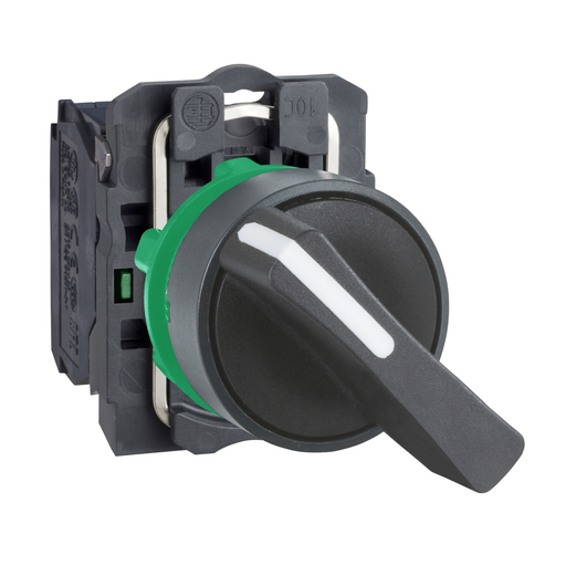 Product image for Square D XB5AJ21 22 mm 1.2 Amp 600 VAC 1NO 2-Position Maintained Round Knob Non-Illuminated Selector Switch