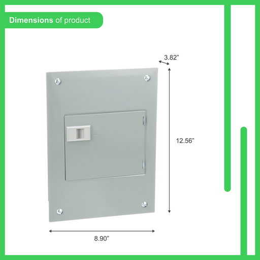 Mayer-DDS-Load center, QO, 1 phase, 8 spaces, 16 circuits, 100A fixed main lugs, NEMA1, door flush cover-2