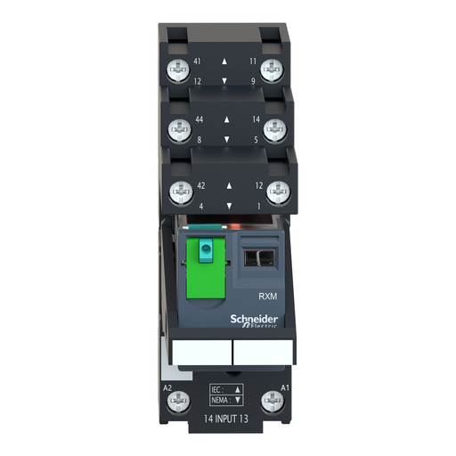 Mayer-DDS-miniature, Harmony Electromechanical Relays, 12A, 2CO, with LED, with lockable test button, separate terminals socket, 24V DC-2