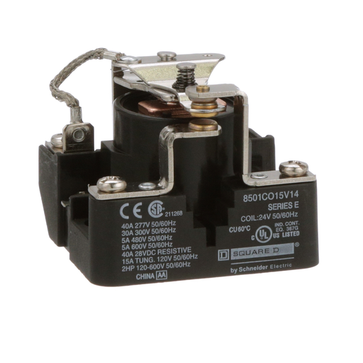 Product image for Square D 8501CO15V14 24 VAC 30 Amp 1-Pole SPDT 1NO 1NC Panel Mount AC Operated Power Relay