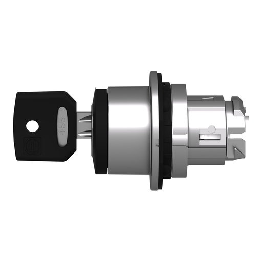 Mayer-DDS-Head for key selector switch, Harmony XB4, black key, flush, 30mm, 3 positions, center key withdrawal, key 455-2