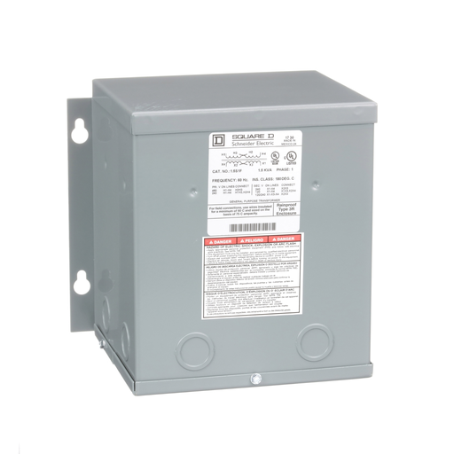 Product image for Square D 1.5S1F 1.5 kVa 240 x 480 VAC Primary 120/240 VAC Secondary Dry Type General Purpose Transformer