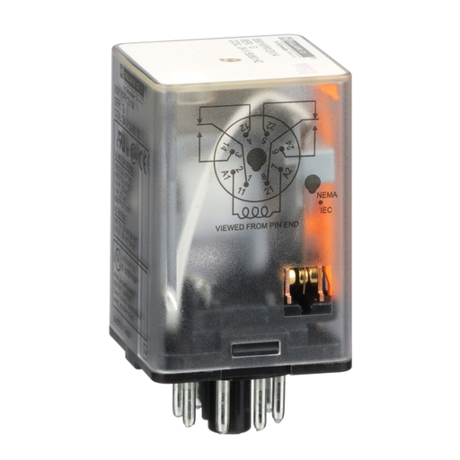 Product image for Square D 8501KPR12V14 24 VAC 10 Amp DPDT 2CO AC Operated Plug-In Relay