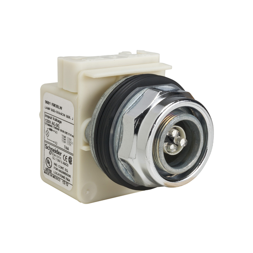 Product image for Square D 9001KP38LW 30 mm 120 VAC/VDC White Lens Metal Bezel LED Standard Pilot Light