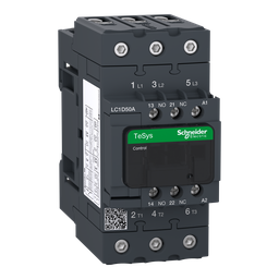 LC1D50ALE7 – IEC contactor, TeSys D, nonreversing, 50A, 40HP at 480VAC, up to 100kA SCCR, 3 phase, 3 NO, 208VAC 50/60Hz coil, open