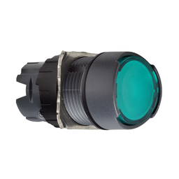 ZB6AW3 – Head for illuminated push button, Harmony XB6, green flush, 16mm, integral LED, spring return, 12…24V, unmarked